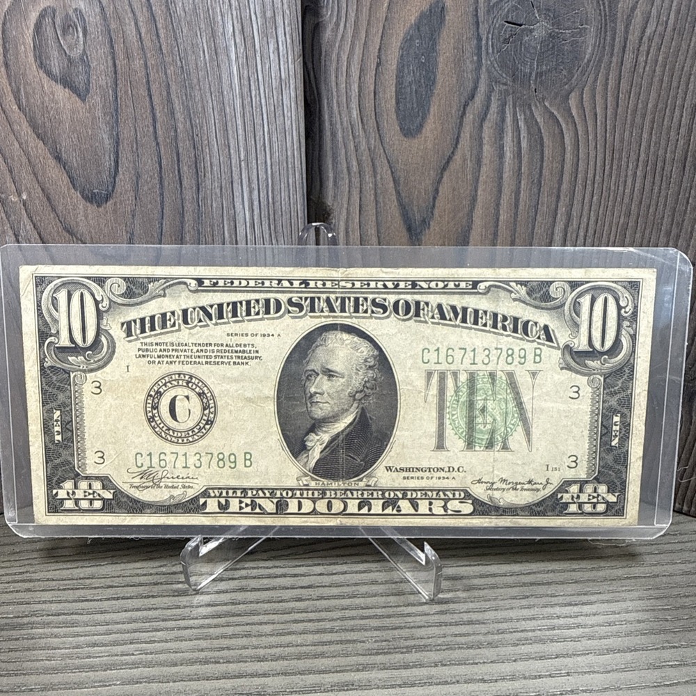 1934 A $10 Dollar Federal Reserve Richmond Virginia Circulated